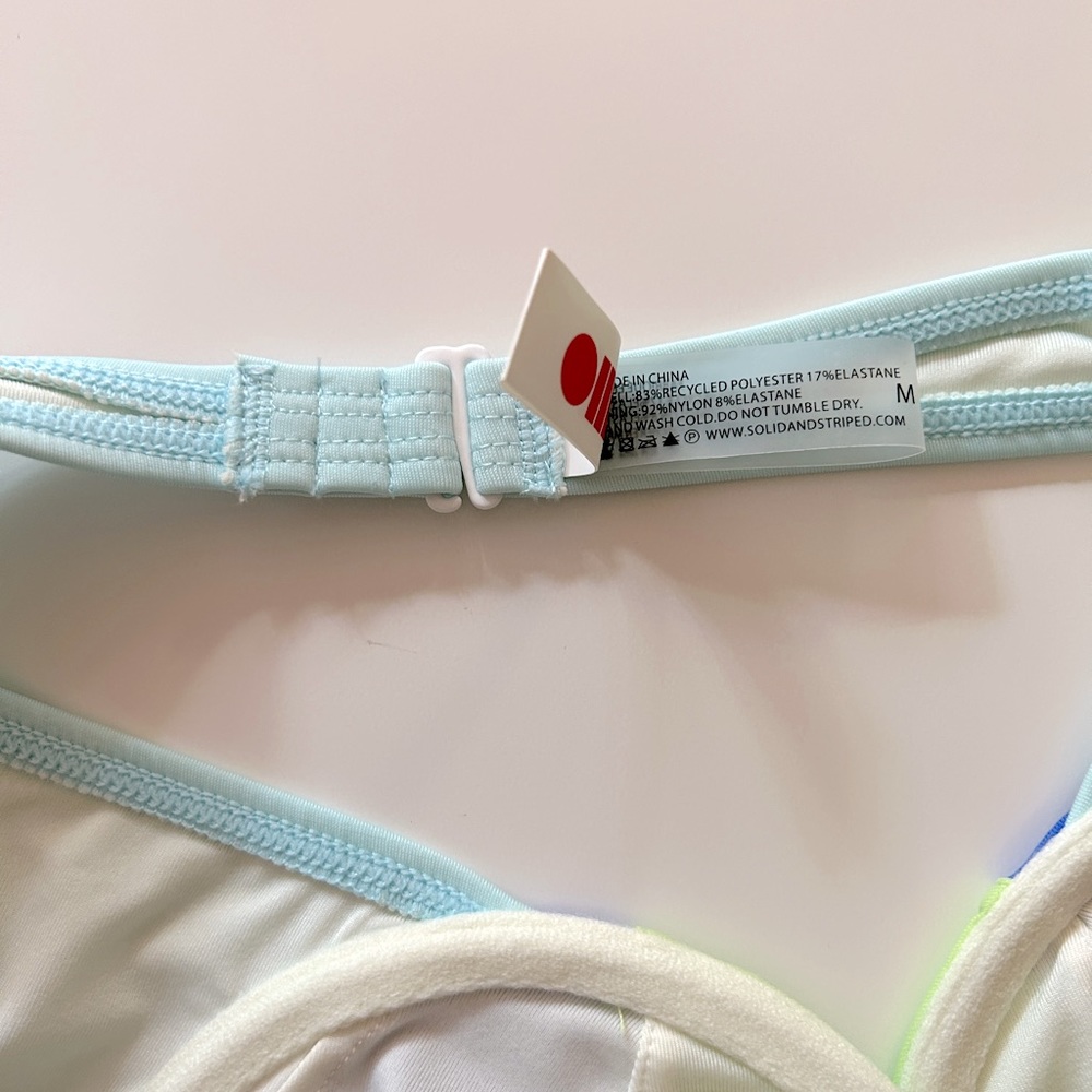 Anthropologie Solid & Striped Lilo Blue Green Color blocked Bikini top MEDIUM - Picture 9 of 11
